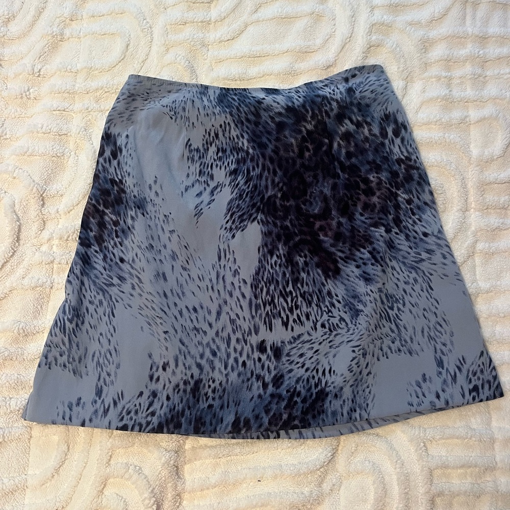 Vintage Y2K La Belle Blue Animal Print A-Line Skirt